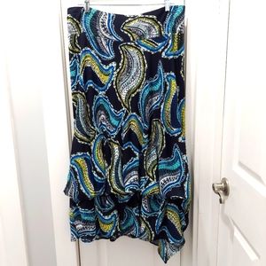 Lane Bryant multi colored skirt  Elastic Waist Ruffels Size 14/18